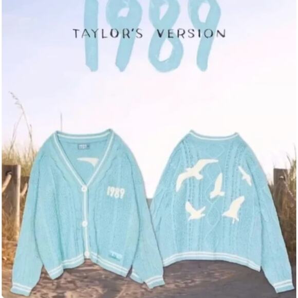 (XS/S) Taylor Swift 1989 (Taylor’s Version) Cardigan Blue White - Picture 1 of 6